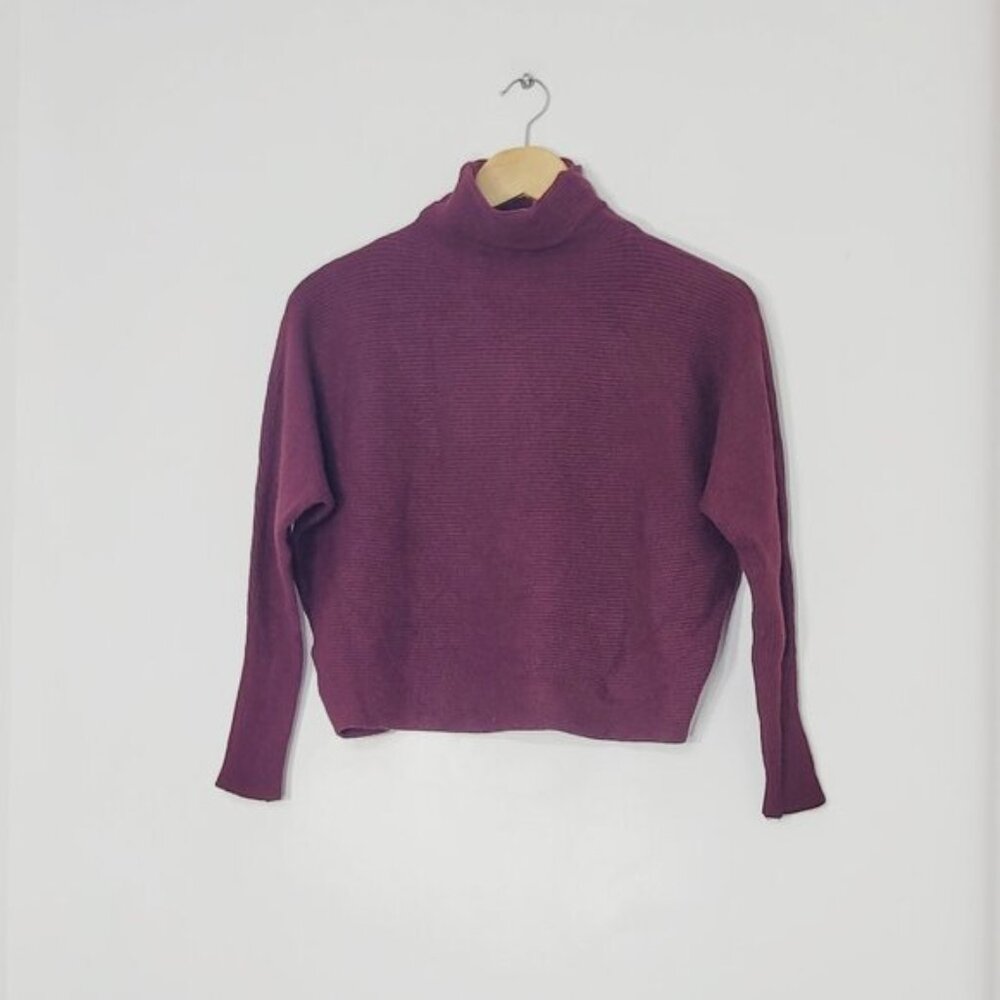 Philosophy Burgundy Long Sleeve Ribbed Turtleneck Cropped Knit Sweater Large